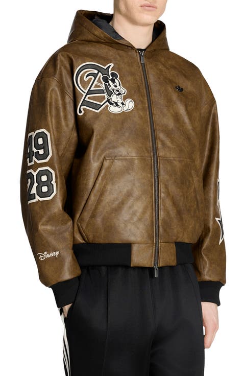 Disney Hooded Faux Leather Jacket