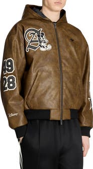 adidas Disney Hooded Faux Leather Jacket
