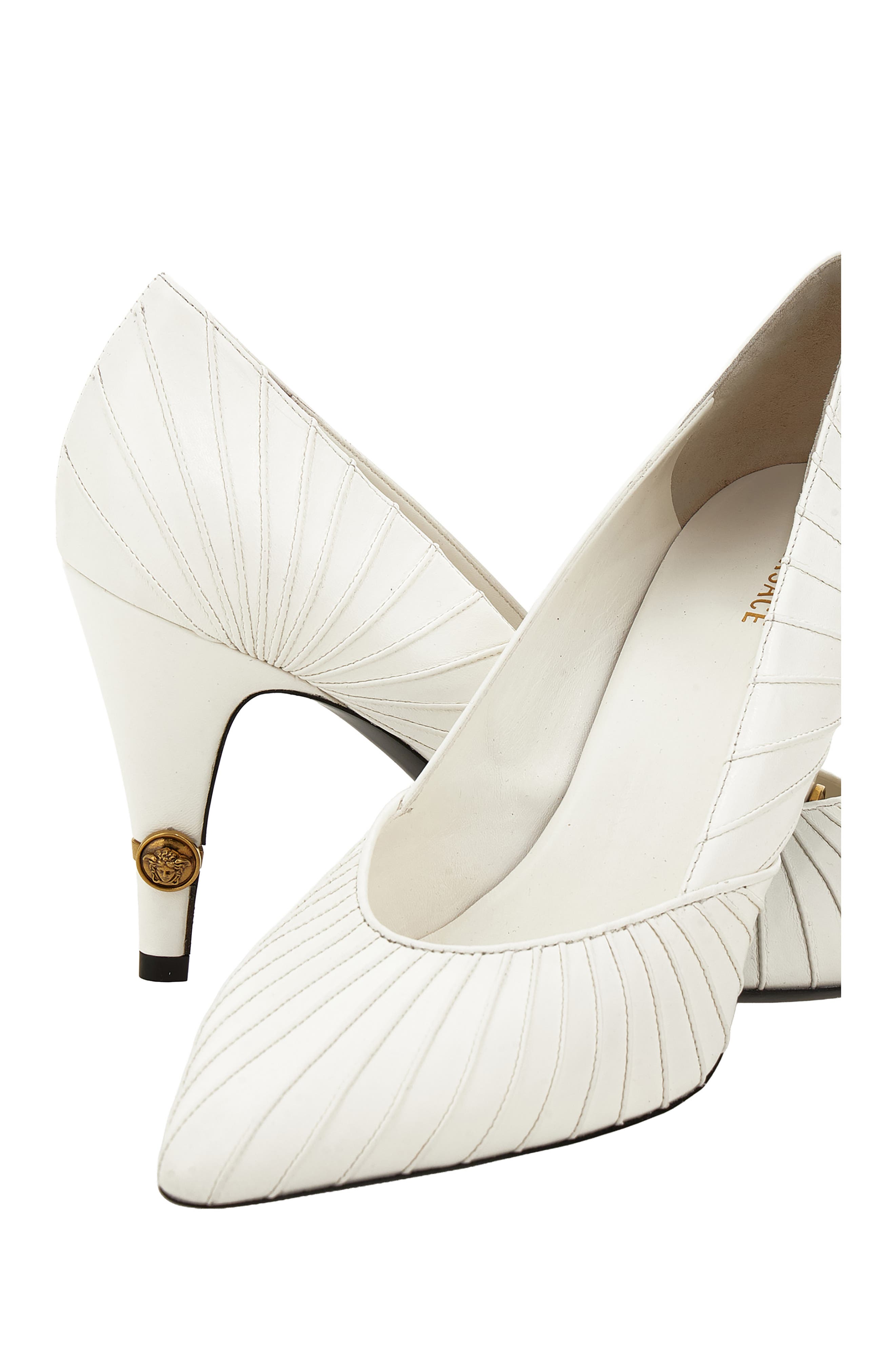 Pleated Pump, Alternate, color, WHITE-GOLD 82