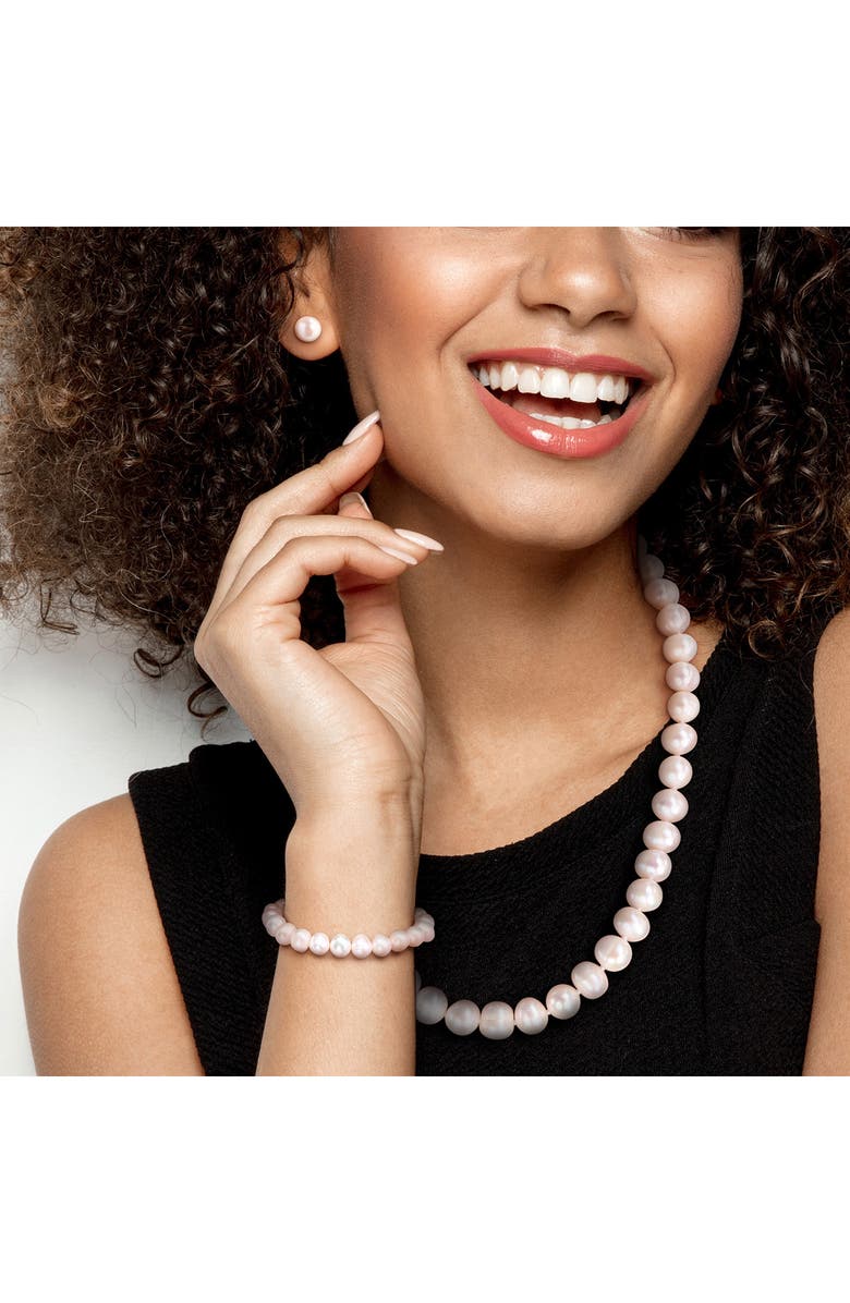 DELMAR Cultured Freshwater Pearl Necklace, Bracelet & Stud Earrings Set, Alternate, color, Pearl