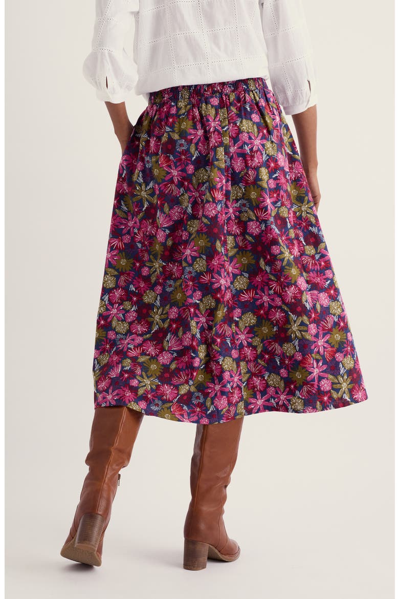 Mevagissey Organic Cotton Midi Skirt, Alternate, color, SKETCHBOOK BLOOMS ROSA
