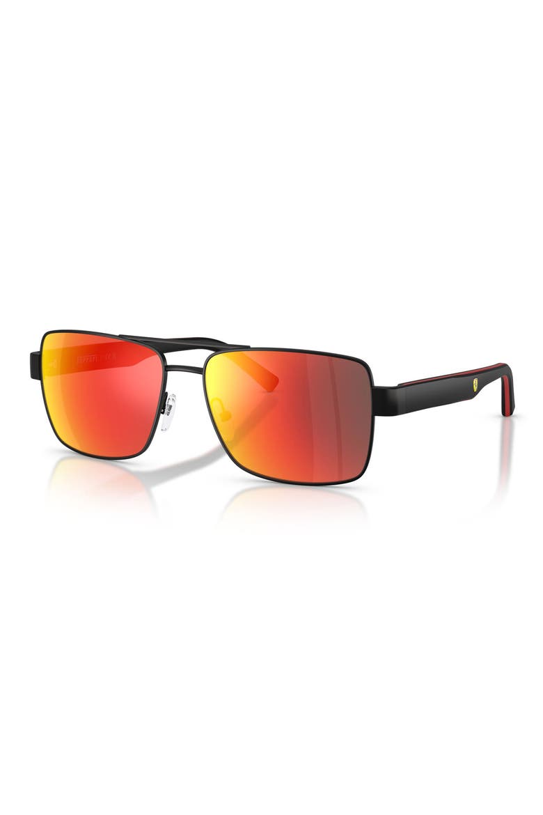 59mm Rectangular Sunglasses, Alternate, color, BLACK MATTE / DARK MIRROR RED