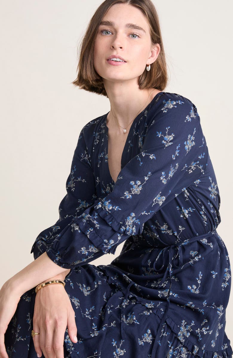 vineyard vines Geo Print Long Sleeve Tiered Cotton & Silk Dress, Alternate, color, 