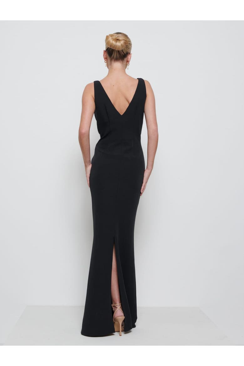 Esmee Crepe Maxi Bridesmaid Dress, Alternate, color, Black