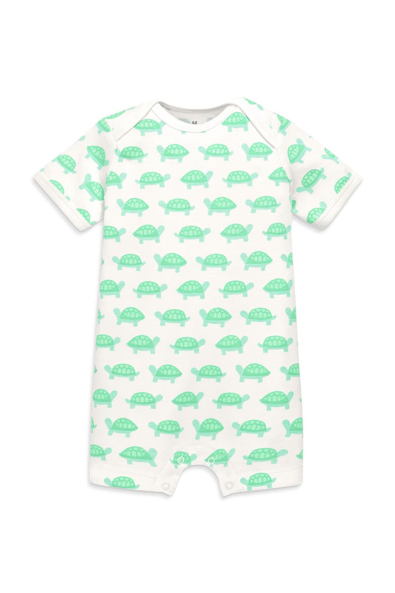 Organic Animal Friends Babysuit Shortie, Main, color, Clover Baby Turtles