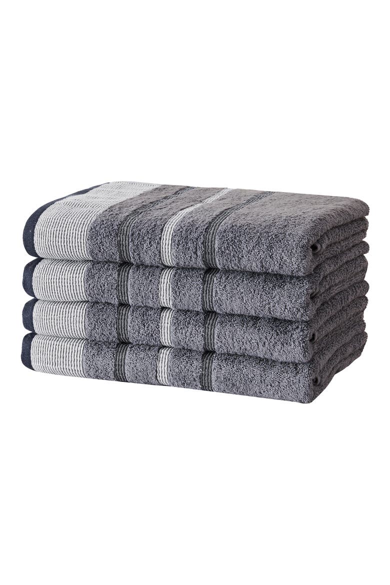 Luxurious Cotton 4-Pack Decorative Bath Towel Set, Main, color, CHAMBRAY BLUE / WHITE