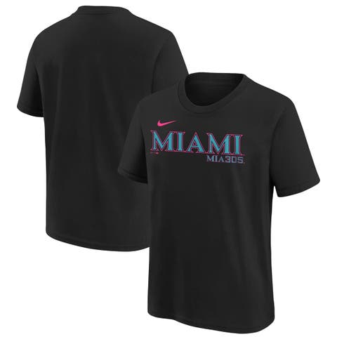 Youth Nike Black Miami Marlins 2025 City Connect Wordmark T-Shirt