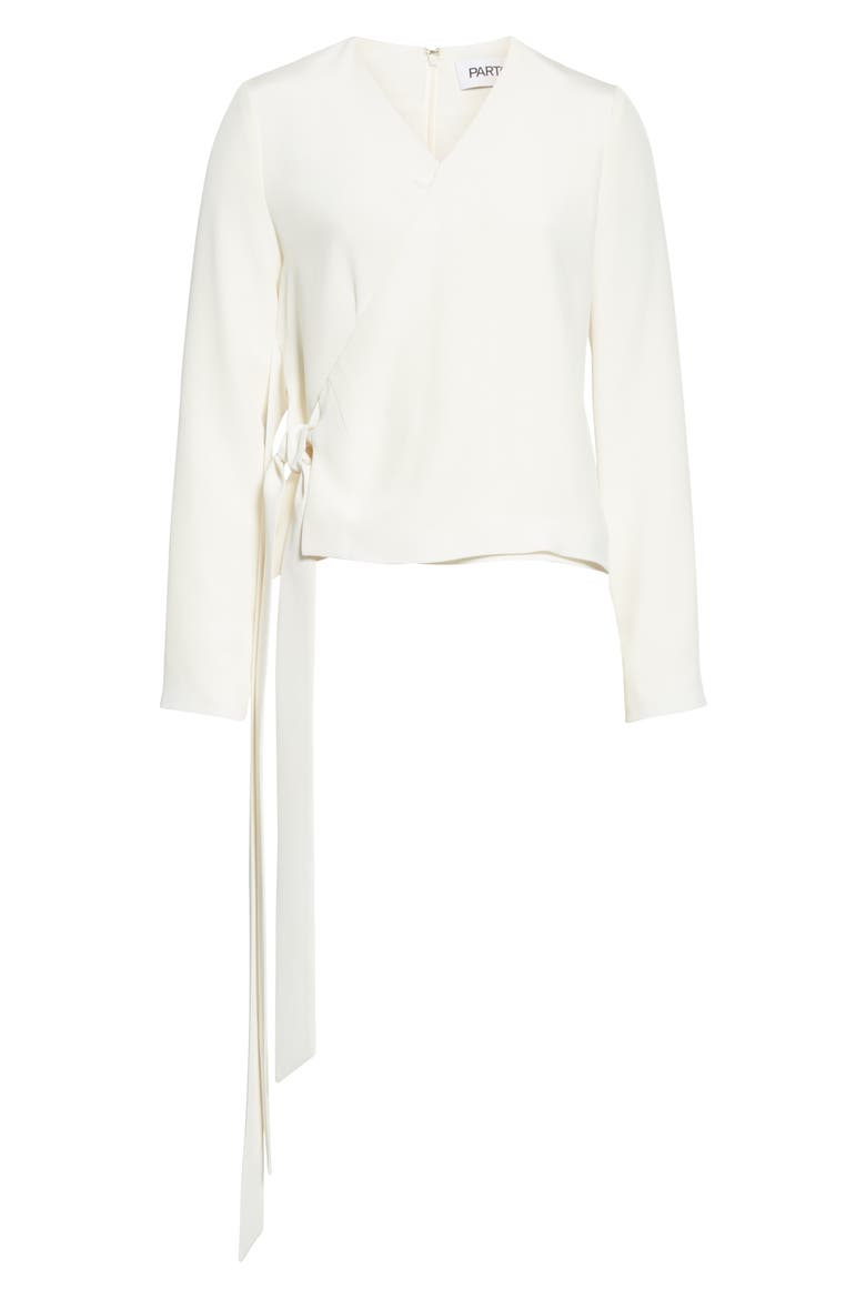 Marquis Silk Faux Wrap Top, Alternate, color, IVORY