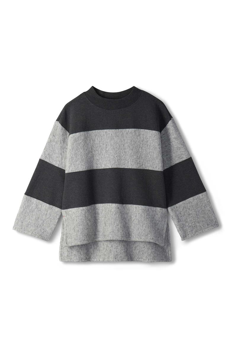 Textured Striped Long Sleeve Top, Alternate, color, DARK GREY