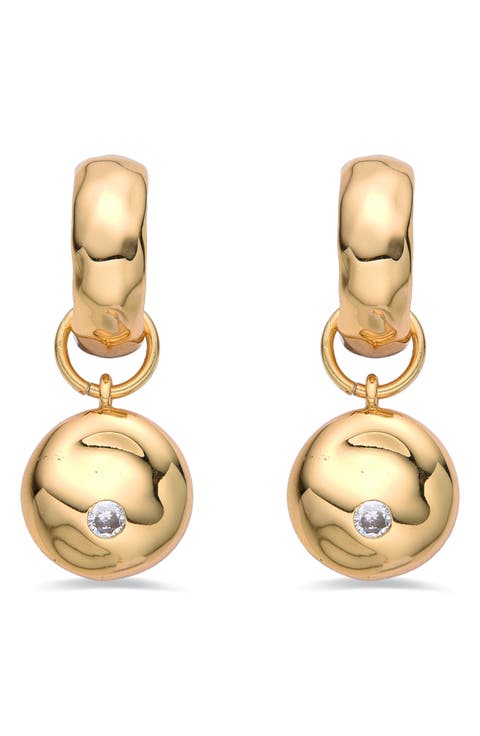 Lou Crystal Drop Huggie Earrings