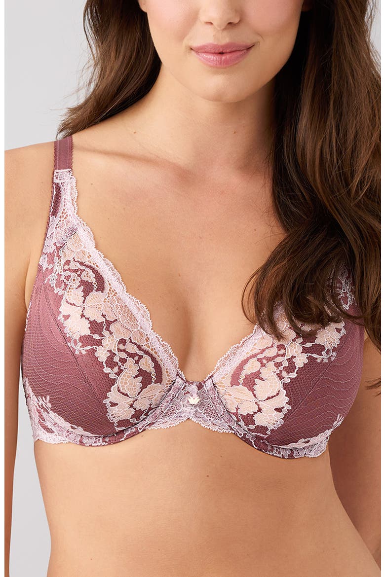 Modern Affair Underwire Plunge Bra, Main, color, ROSE BROWN/ CRADLE PINK