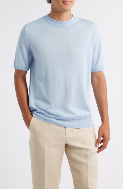 Aurélien Cashwool® Short Sleeve Crewneck Sweater In Blue
