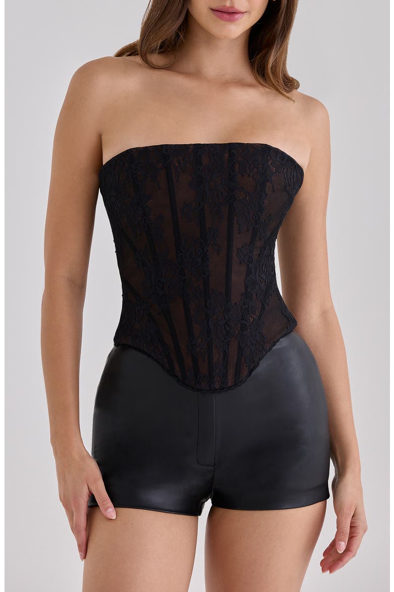 Mira Strapless Lace Top, Main, color, BLACK