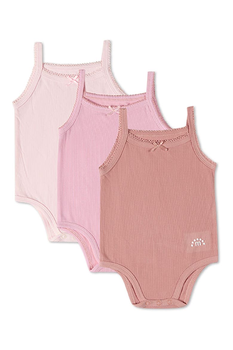 3 Pack Baby Solid-Color Bodysuits, Main, color, Pink Multi