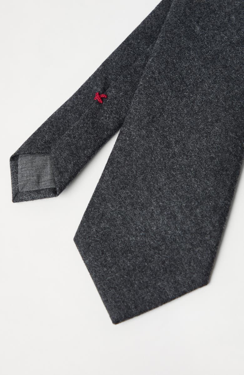 Brunello Cucinelli Flannel necktie, Alternate, color, Dark Grey