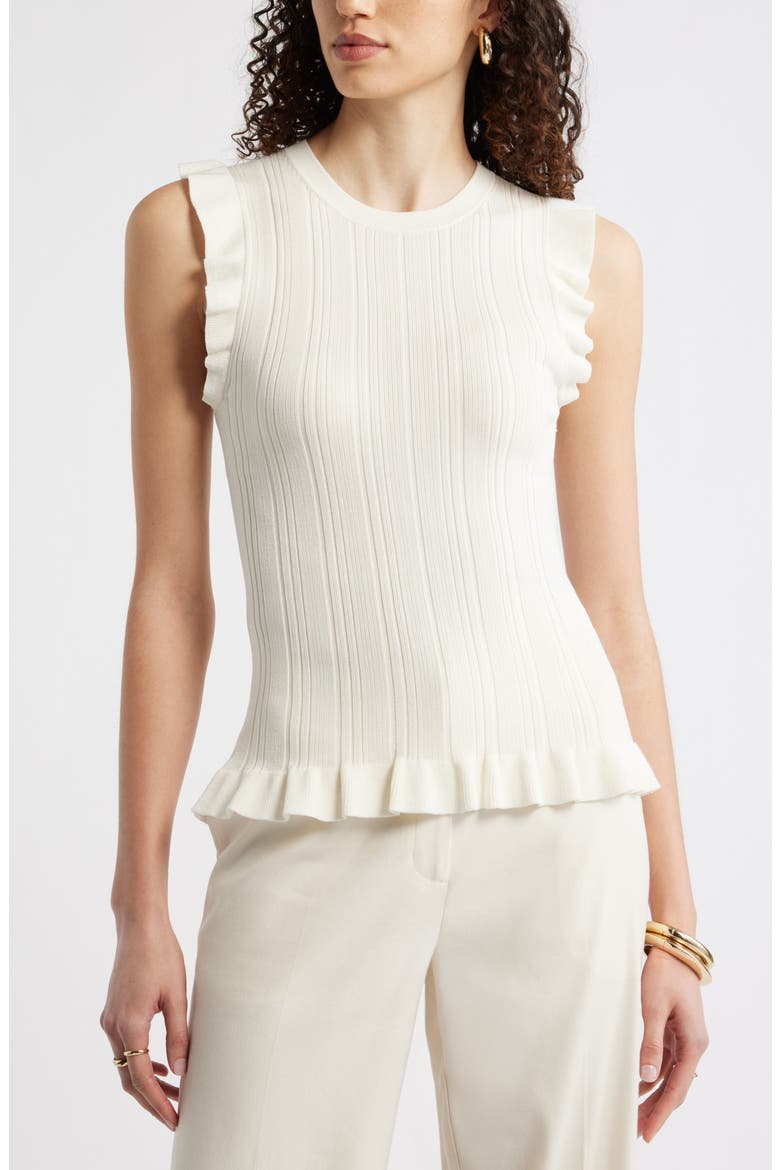 Ruffle Sweater Tank, Main, color, IVORY TOFU