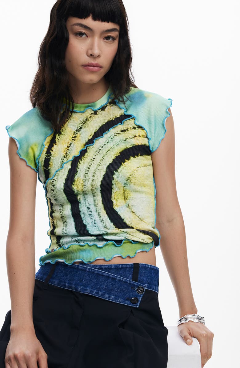 Desigual Lettuce Edge T-Shirt, Alternate, color, Green Yellow