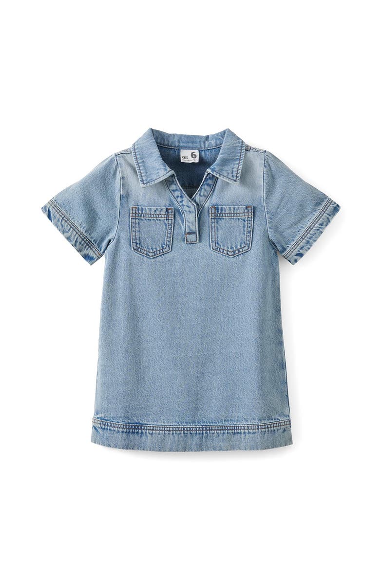 Cotton On Kids Kid's Denim Polo Dress, Main, color, Airlie Light Blue