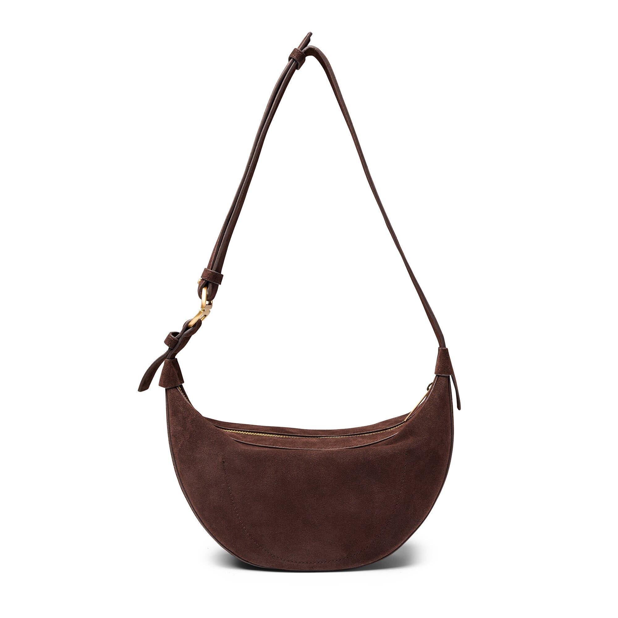 July Juliette Suede Luna Bag, Alternate, color, Espresso