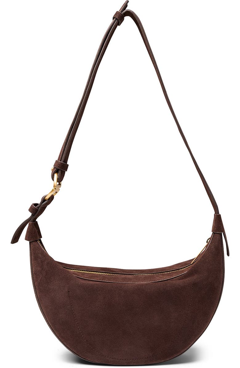 July Juliette Suede Luna Bag, Alternate, color, Espresso
