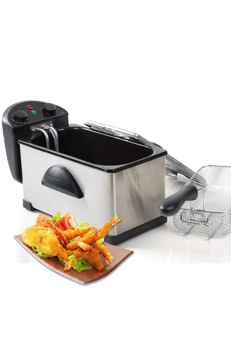 Megachef 3.17 Quart Stainless Steel Electric Deep Fryer with Timer, Alternate, color, Grey