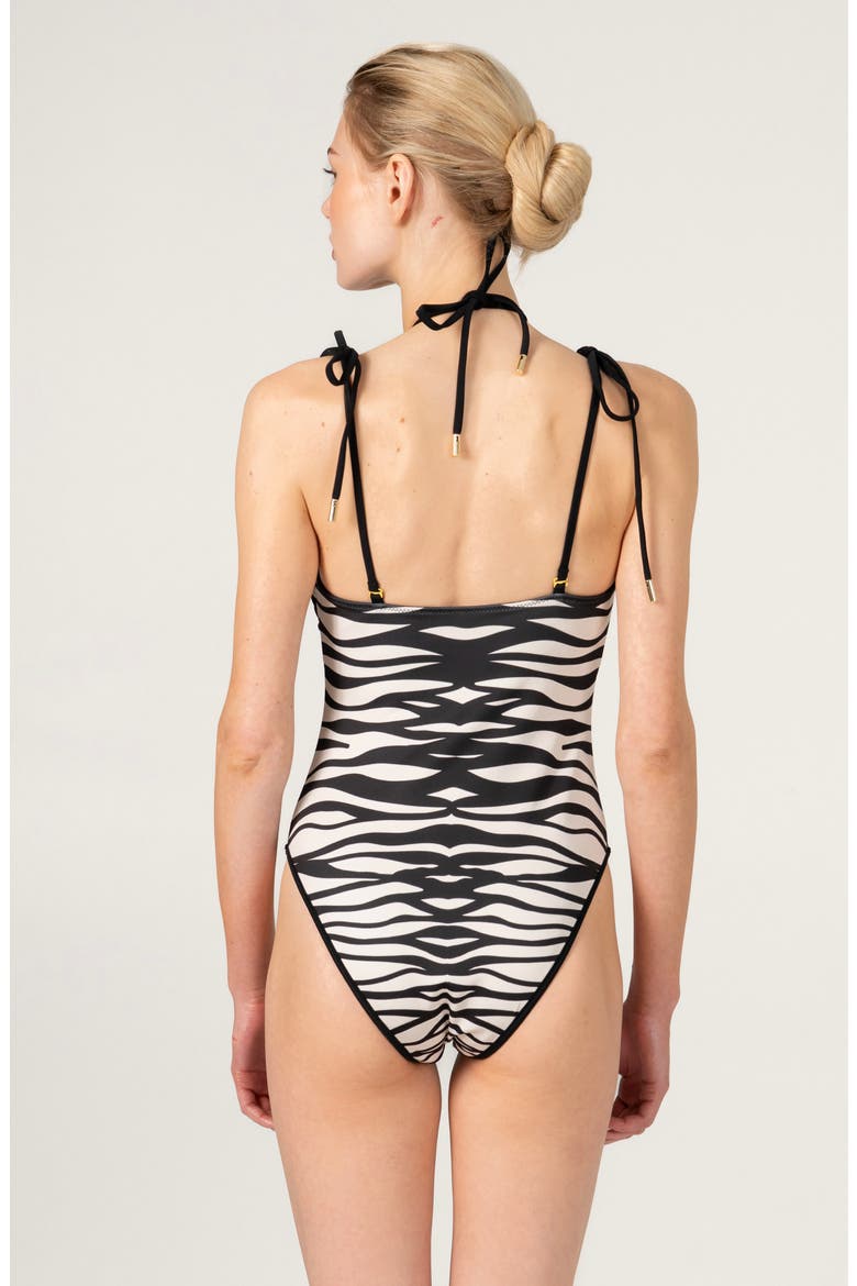 Midnight Zebra Reversible One Piece Swimsuit, Alternate, color, Black
