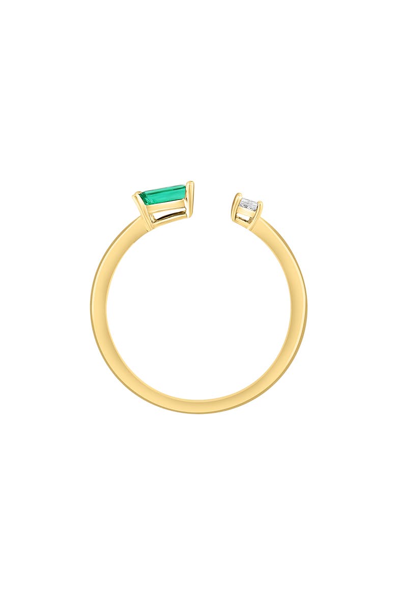 14K Yellow Gold Diamond & Emerald Ring, Alternate, color, GREEN