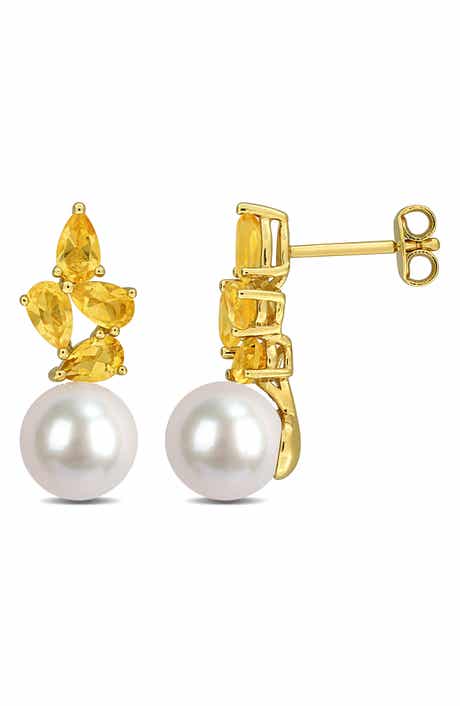 DELMAR Cultured Freshwater Pearl & Citrine Earrings