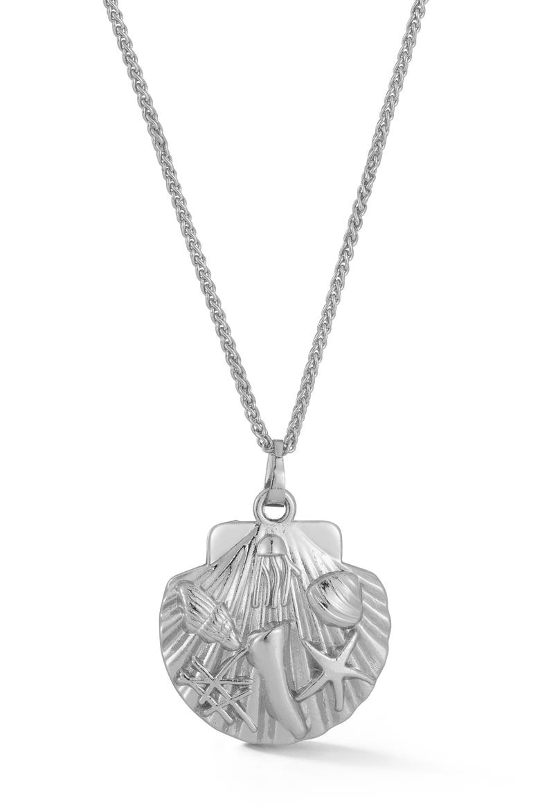 Shell Pendant Necklace, Main, color, SILVER