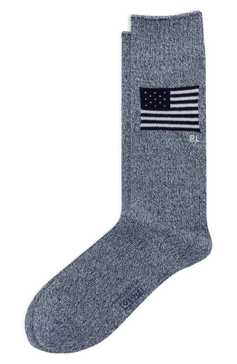 Polo Ralph Lauren Flag Indigo Yarn Dye Crew Socks, Main, color,