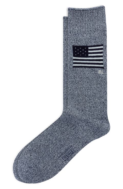 Flag Indigo Yarn Dye Crew Socks