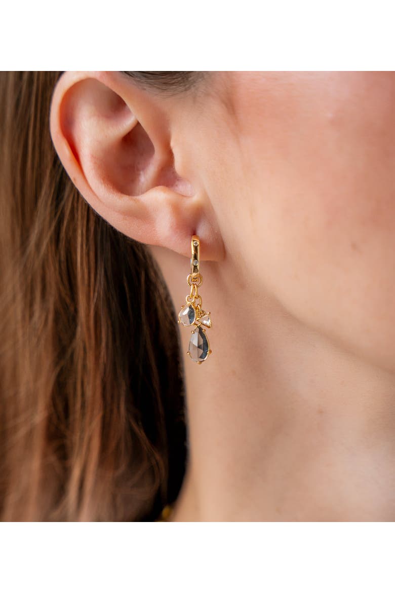 Gemstone Charm Huggie Earrings, Alternate, color, Gold