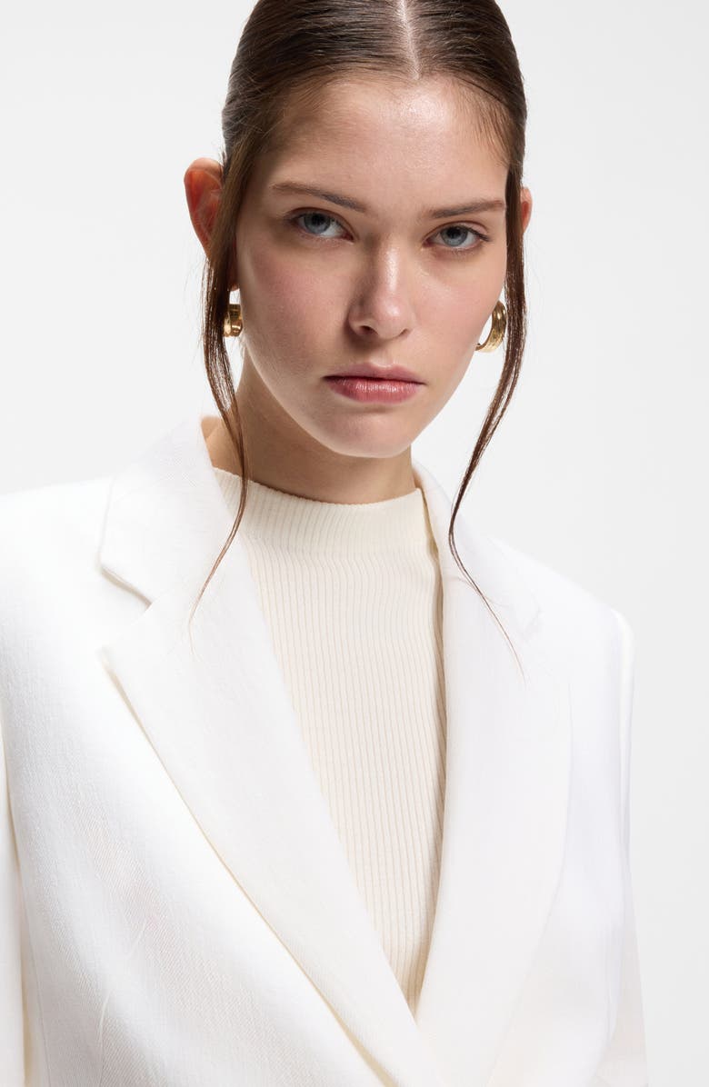 BOSS Jia Linen Blend Double Breasted Jacket, Alternate, color, Bright White