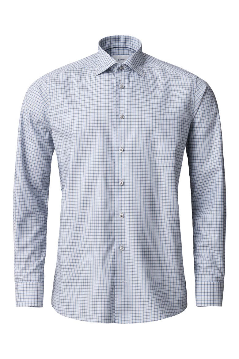 Contemporary Fit Check Cotton Dress Shirt, Alternate, color, DARK BLUE