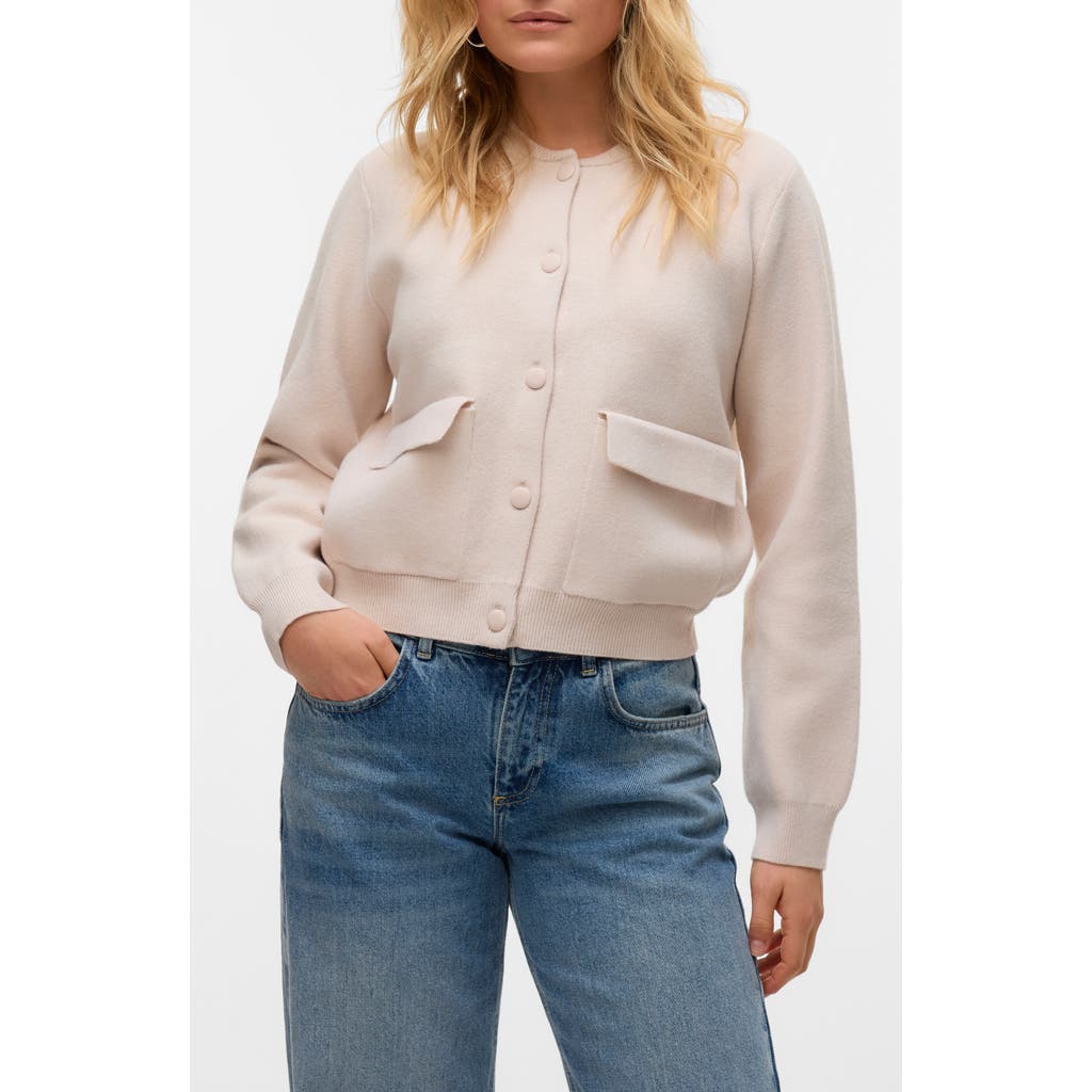 Vero Moda Apple Pocket Bomber Cardigan In Neutral
