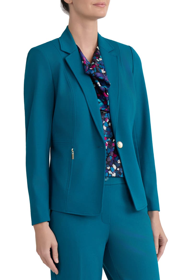 Notch Lapel Zip Pocket Blazer, Alternate, color, BOTTLE TEAL