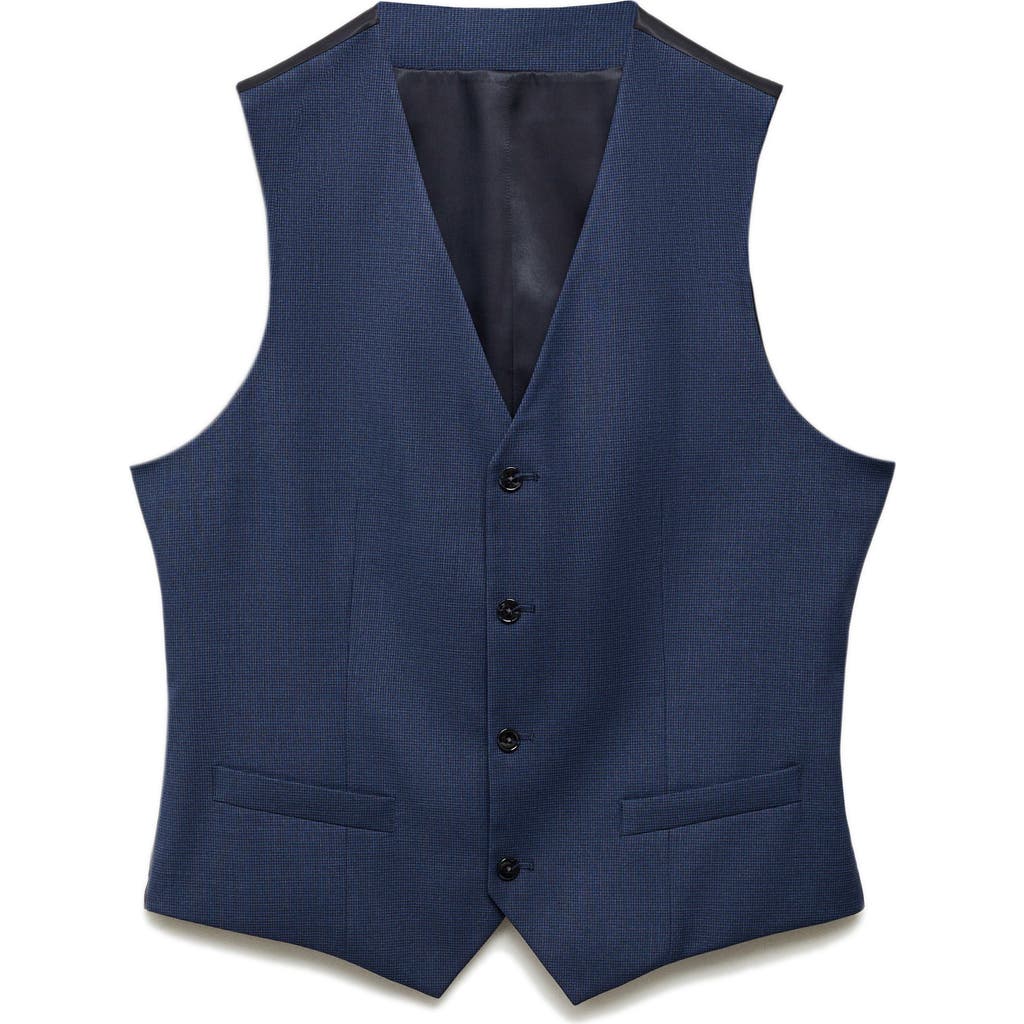 Shop Mango Paris Superslim Fit Stretch Suit Vest In Ink Blue