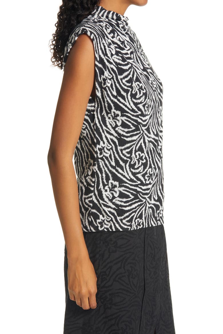 Zebra Lily Mock Neck Top, Alternate, color, BLACK COMBO