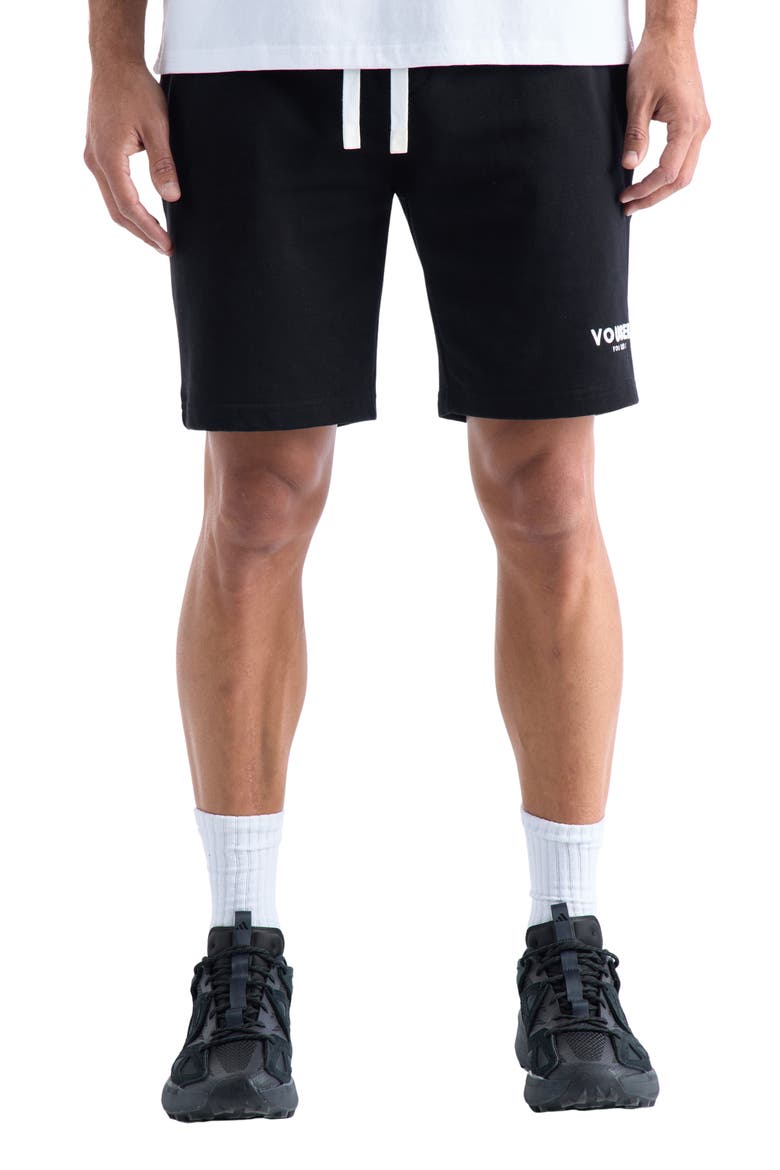 OG Cotton Fleece Drawstring Shorts, Main, color, BLACK