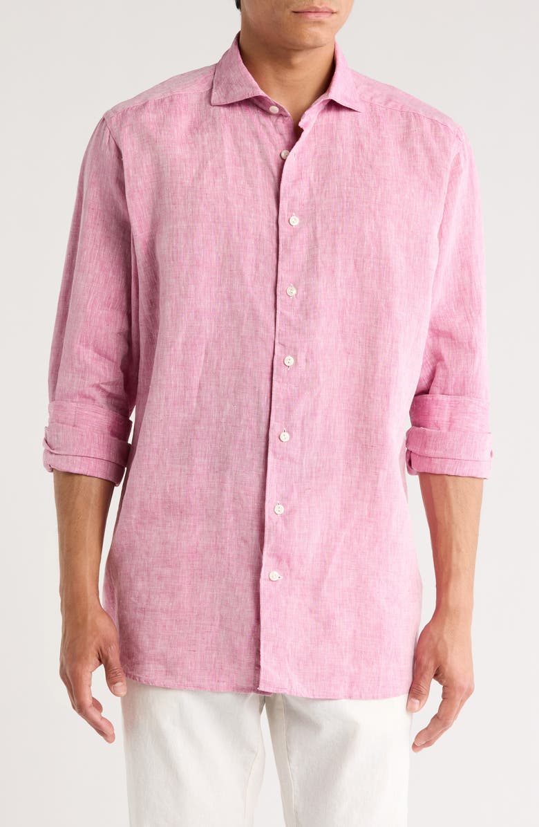 Eton Contemporary Fit Linen Dress Shirt, Main, color, 