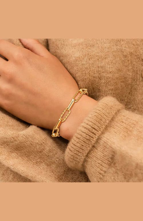 Hollywood Sensation Sienna Adjustable Paperclip Chain Stackable Bracelet In Gold