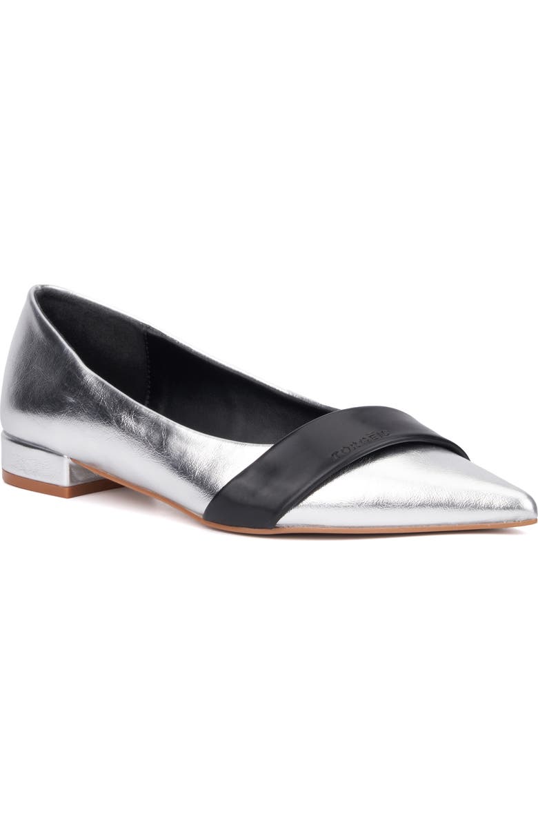TORGEIS Harriet Pointed Toe Flat, Main, color, Silver/ Black