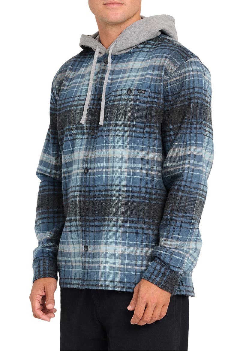 Baja Hooded Flannel Button-Up Shirt Jacket, Alternate, color, DARK DENIM