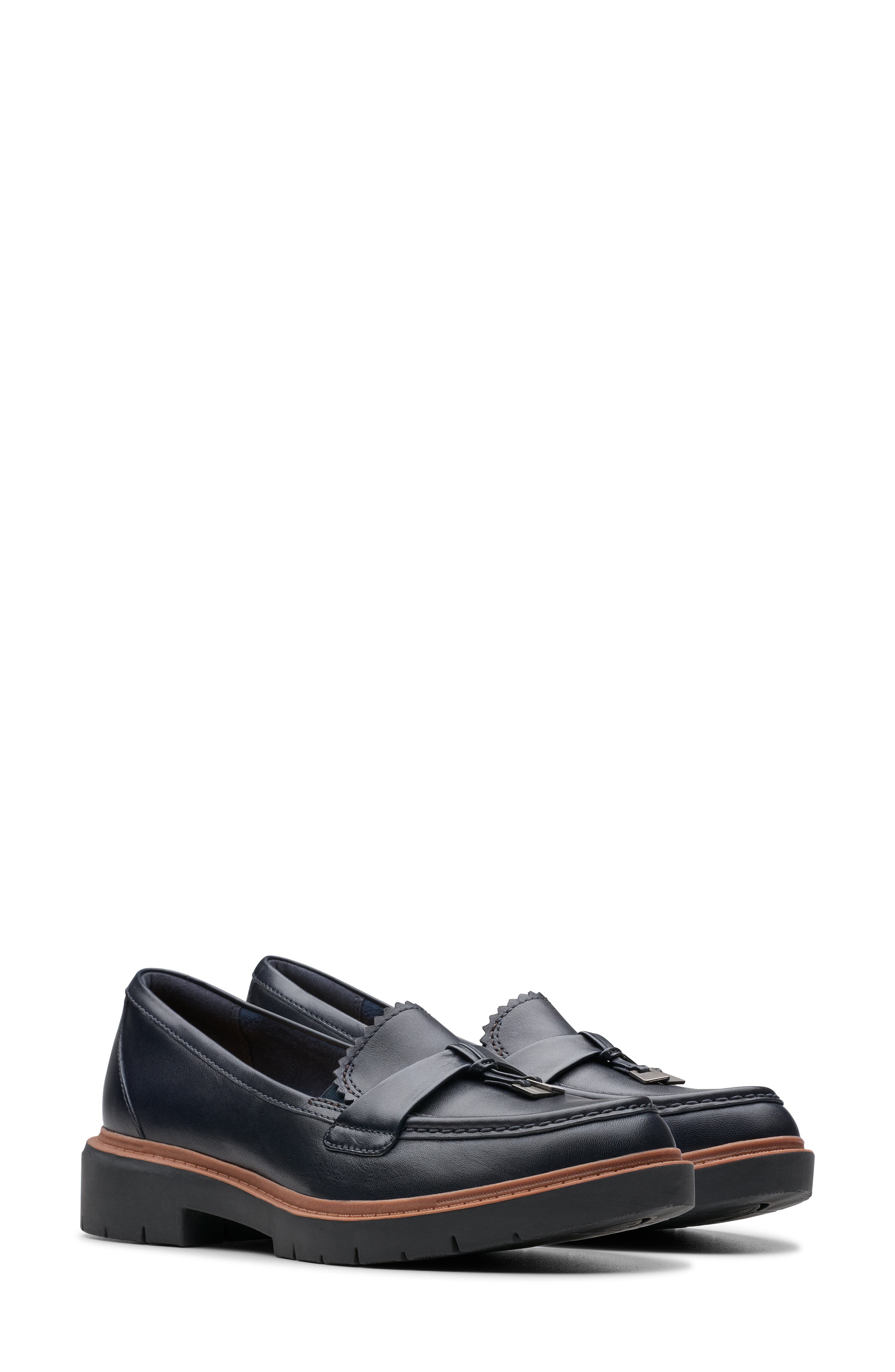 Clarks<sup>®</sup> Westlynn Bella Lug Sole Loafer, Alternate, color, Navy Leather