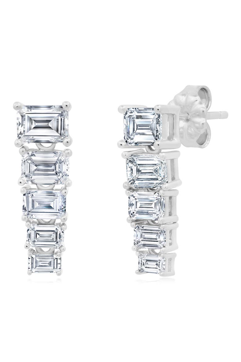 Opulent Cubic Zirconia Drop Earrings, Main, color, PLATINUM