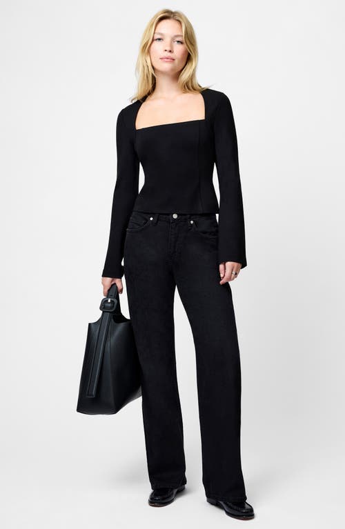 French Connection Cleo Ponte Long Sleeved Fitted Top In Black