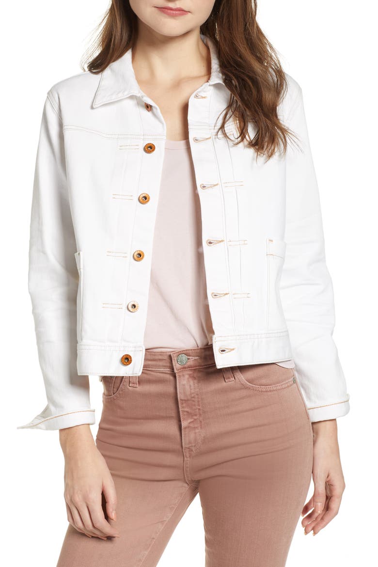 Eliette Crop Denim Jacket, Main, color, 01Y BARE WHITE