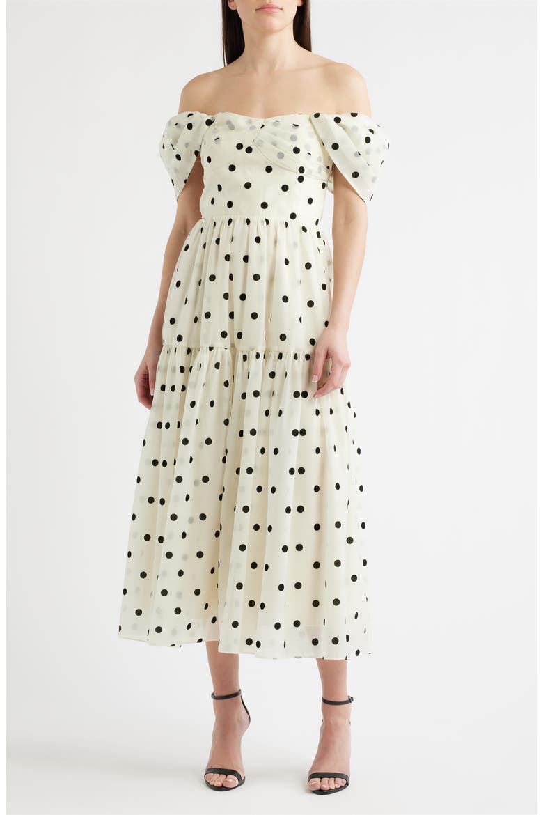 Catarina Off the Shoulder Maxi Dress, Alternate, color, CREAM BLACK