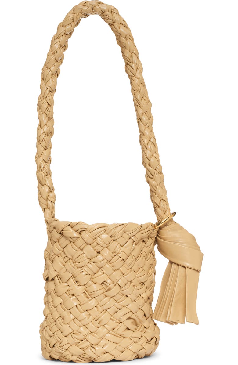 Bottega Veneta Kalimero Plissé Intrecciato Leather Bucket Bag, Alternate, color, Cob-M Brass