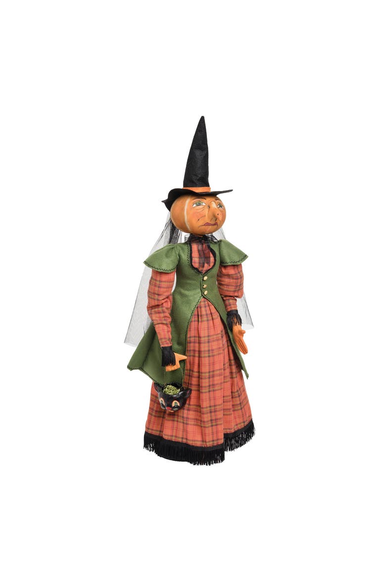 Ophelia Pumpkin Witch Halloween Joe Spencer Gathered Traditions Figurine, Main, color, Orange